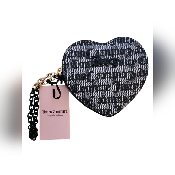 JUICY COUTURE Black Beige Heart Zip Around Wallet - Picture 2 of 5
